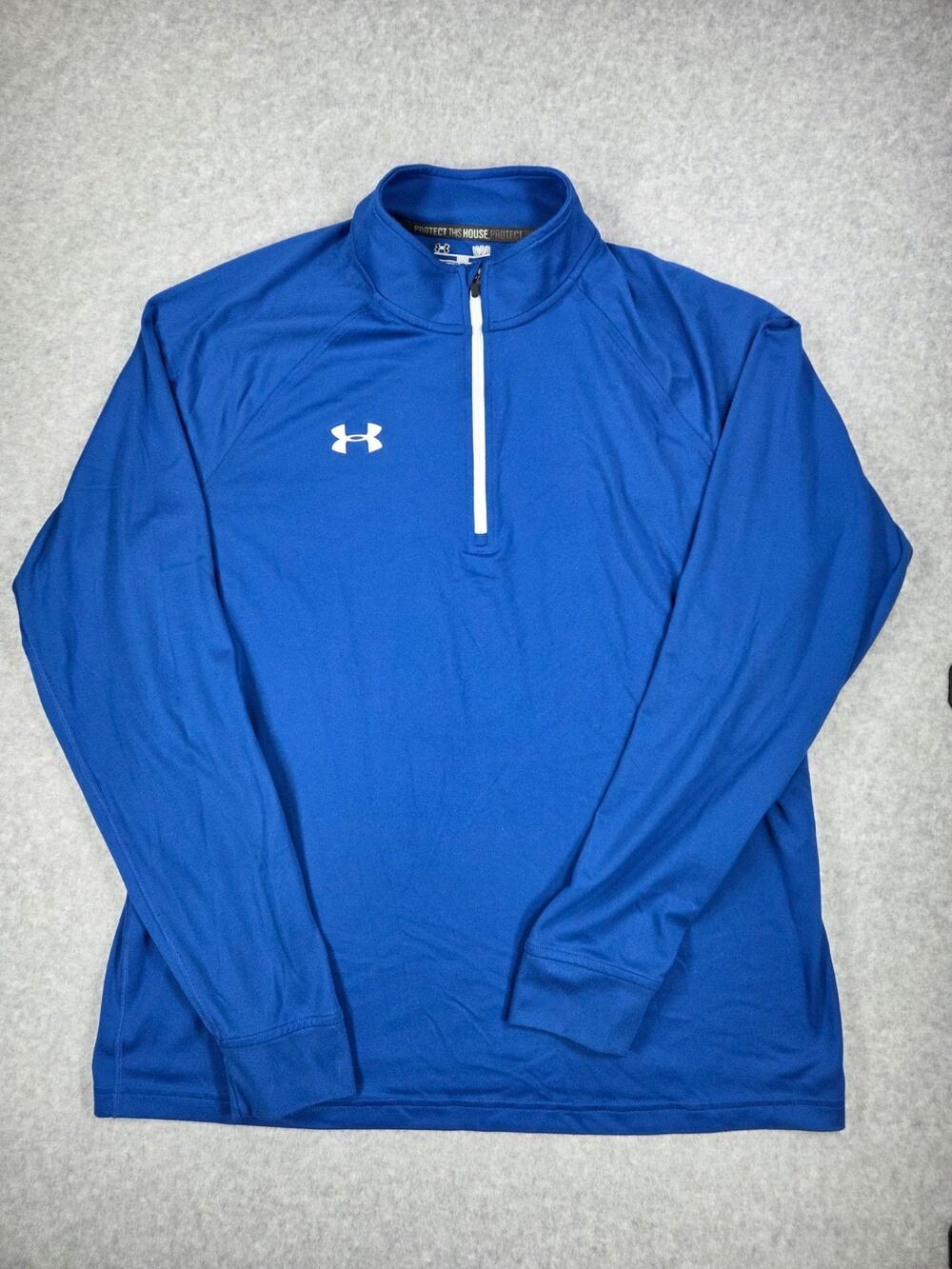Under Armour Men's Large L Team Tech 1/4 Zip Pullover Blue Loose HeatGear cozy
